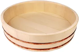 Reishunger Reishunger Schüssel - Hangiri Holzschüssel für Sushi Reis, Kiefernholz mit Kupferstreifen – Produktbild 1 von 1