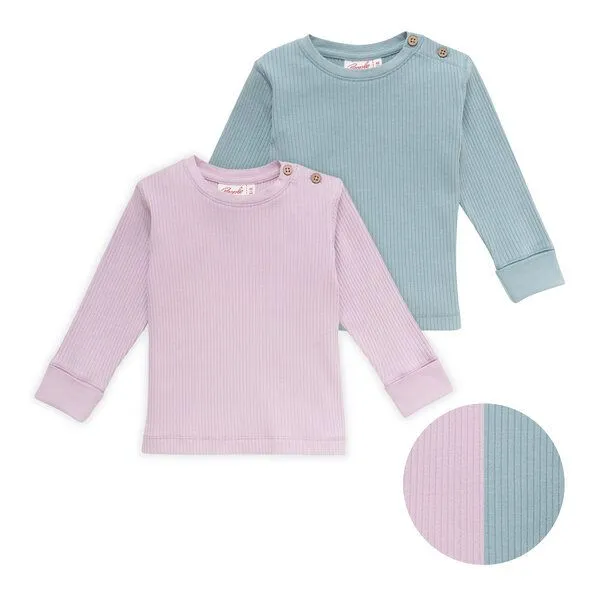 People Wear Organic People Wear Organic Langarmshirt, 2er Pack, uni flieder und blau, Bio-Baumwolle – Produktbild 1 von 2