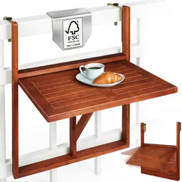 Casaria® Balkonhängetisch Akazienholz 65x45x87cm FSC®-zertifiziert klappbar – Produktbild 1 von 1
