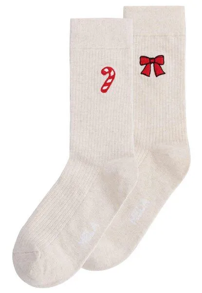 MELA MELA Gerippte Socken Stickerei Bundle, Candy cane / bow, – Produktbild 1 von 4