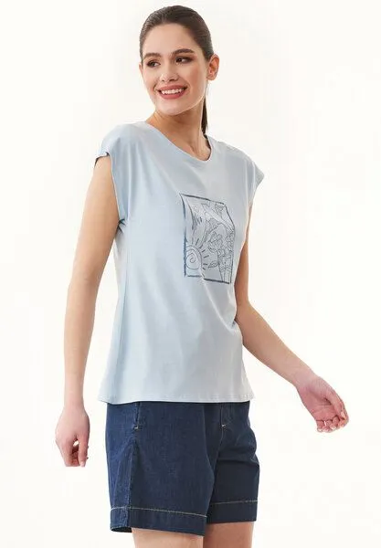 ORGANICATION ORGANICATION T-Shirt aus Bio-Baumwolle mit Print, Blau(blue indigo), – Produktbild 3 von 4