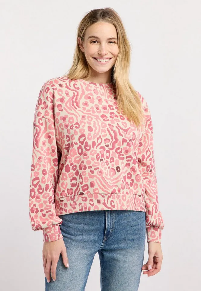 ragwear ragwear Sweatshirt WUSS PRINT Elastische Baumwollmischung und softem Finish mit Allover-Print, Rosa, – Produktbild 2 von 5