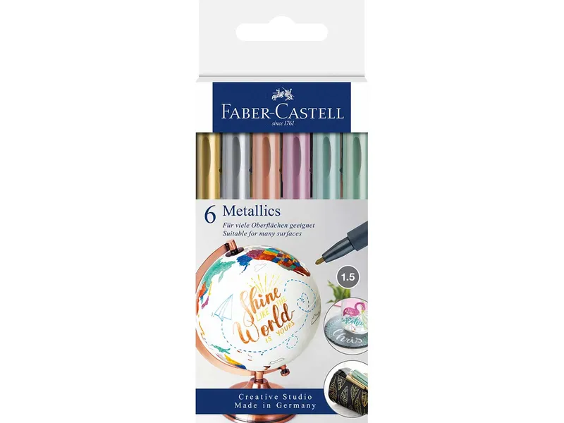 Faber-Castell Faber-Castell Permanent-Marker "Metallics", 6er-Set – Produktbild 1 von 1