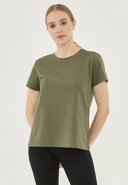 ORGANICATION ORGANICATION Damen Basic T-Shirt aus Bio-Baumwolle, Khaki, – Produktbild 1 von 4