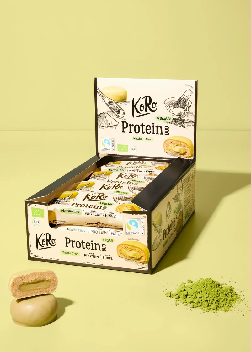 KoRo Bio Protein Duo Matcha Choc | 12 x 2 x 20 g – Produktbild 1 von 4