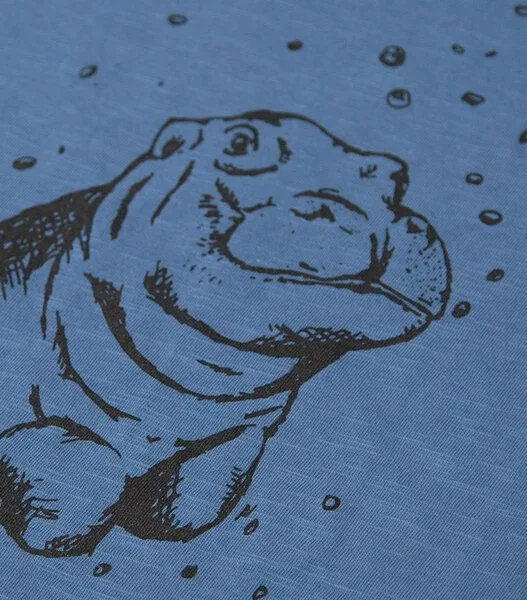 päfjes päfjes Nick Nilpferd - Fair gehandeltes Männer T-Shirt - Slub Blue, Blau, – Produktbild 3 von 3