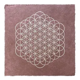 Veskor Cassiopeia Veskor Cassiopeia BLUME DES LEBENS Heilige Geometrie Linoldruck | 35 × 35 cm | Silber auf Rosenholz – Produktbild 1 von 1