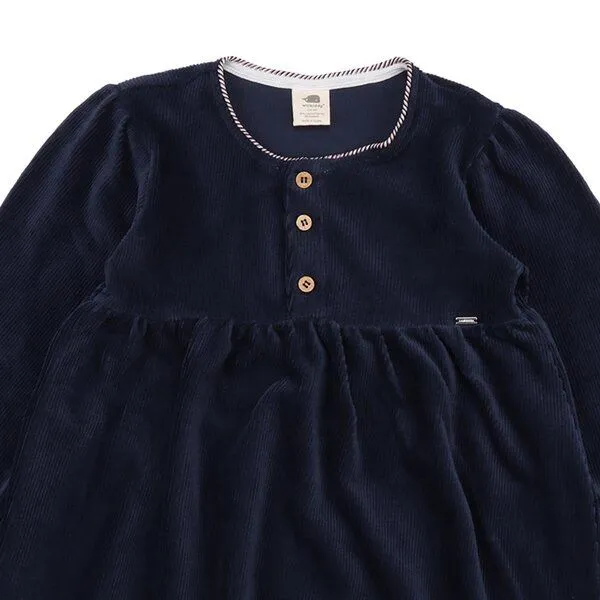 Walkiddy Walkiddy Kinder Cordkleid GOTS-zertifiziert aus Bio-Baumwolle navyblau mit Knopfleiste, Blau, – Produktbild 3 von 3