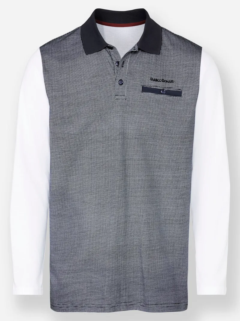 marco donati Langarm-Poloshirt marine-bedruckt, Marine-bedruckt, – Produktbild 1 von 2