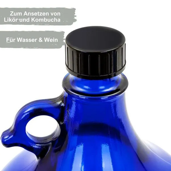 mikken mikken Große blaue Gallone 5 Liter Glasflasche / Wasserflasche mit Deckel – Produktbild 3 von 4
