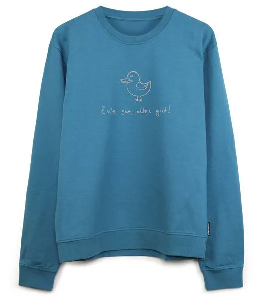 Gary Mash GARY MASH Sweatshirt Ente gut, alles gut! aus Biobaumwolle, Petrol, – Produktbild 1 von 4