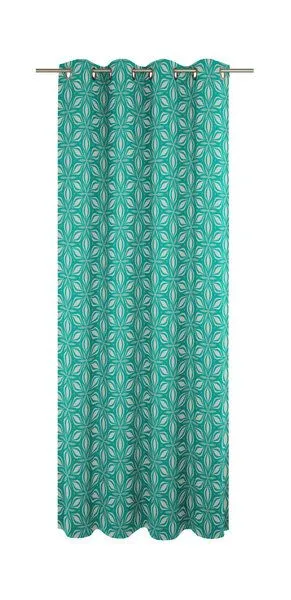 Nature by Adam Nature by Adam Vorhang aus 100% Bio-Baumwolle - Made in Germany - Retro Floret, Petrol, – Produktbild 2 von 7