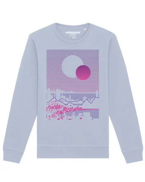 watapparel watapparel Sweatshirt Unisex Sun and Moon Skyline, Serene blue, – Produktbild 1 von 4