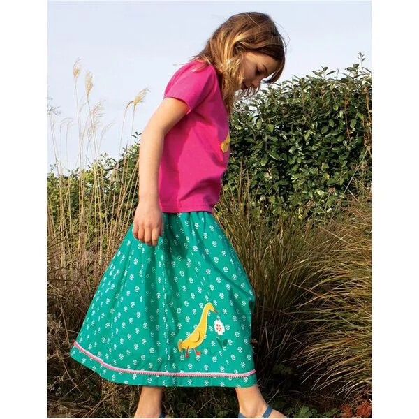 Frugi Frugi 2-in-1 Rock-Kleid Cora in jasmin mit Entenapplikation, Grün, – Produktbild 3 von 3