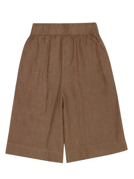 KnowledgeCotton Apparel KnowledgeCotton Apparel EVE Culotte hohe Leinen-Shorts - GOTS/Vegan, Braun (tuffet), – Produktbild 1 von 2