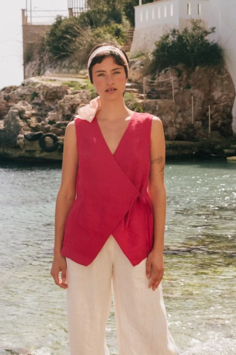 AmourLinen AmourLinen Damen vegan Ärmelloses Top Blanca Viva Magenta, Dunkelpink, – Produktbild 2 von 2