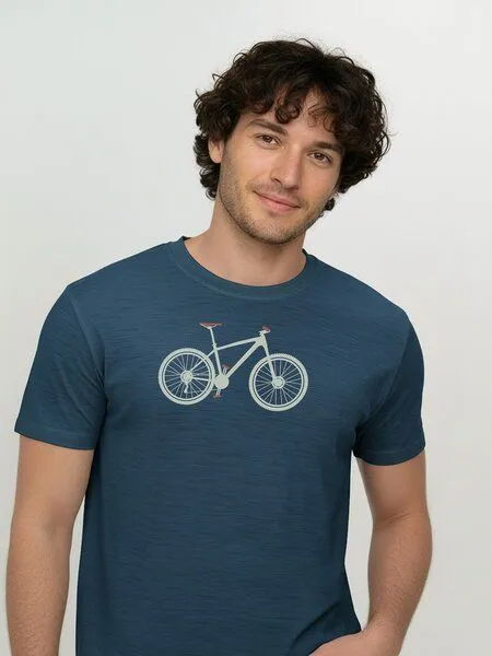 GreenBomb GREENBOMB Bike Mountain Loom - Funktionales T-Shirt aus Merino-Wolle / hochwertiger Print / Fair & Vegan, Blau (blue pine), – Produktbild 2 von 4