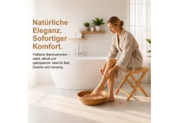 Youyijia Duschhocker Bambus Duschhocker faltbar, Klapphocker für Badezimmer – Produktbild 1 von 1