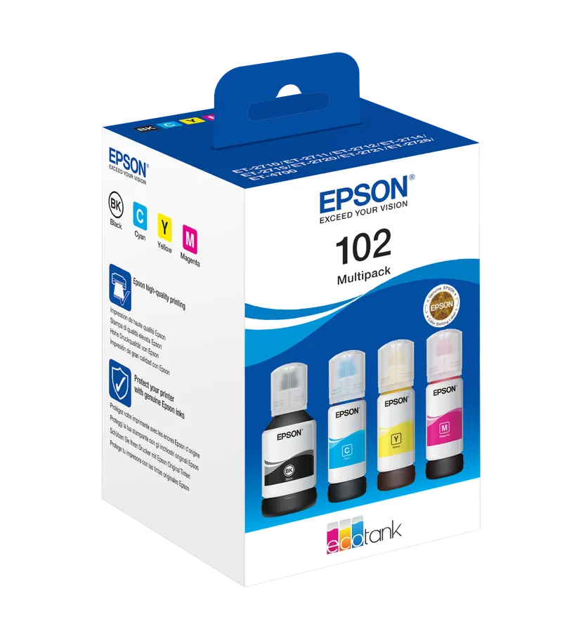 Epson Epson 4er Set Tinte 102 schwarz, cyan, magenta, gelb – Produktbild 1 von 4