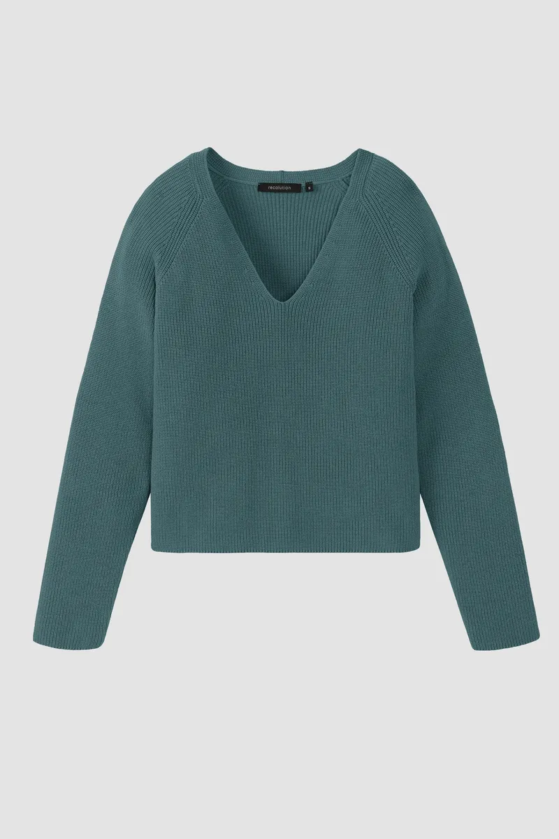 recolution Recolution Damen vegan Pullover Arugula Teal, Teal, – Produktbild 1 von 2