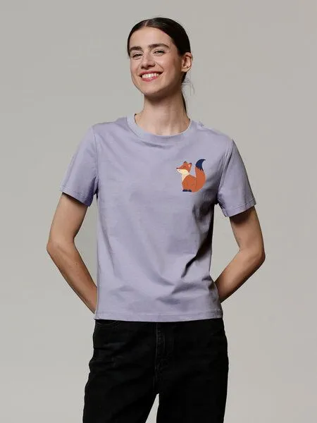 watapparel watapparel T-Shirt Frauen Cute Fox, Lavender, – Produktbild 2 von 4