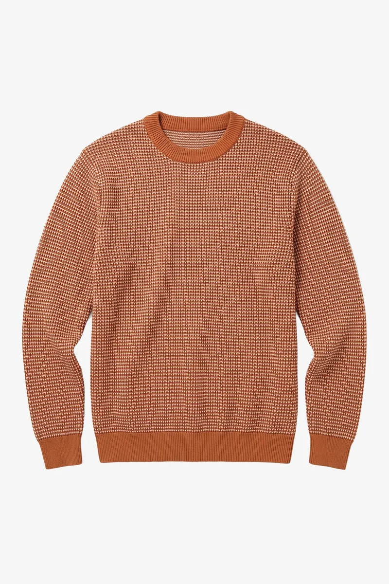 KnowledgeCotton Apparel KnowledgeCotton Apparel Herren vegan Pullover Jacquard Rundhalsausschnitt Löwenmotiv, Braun, Braun, – Produktbild 1 von 2