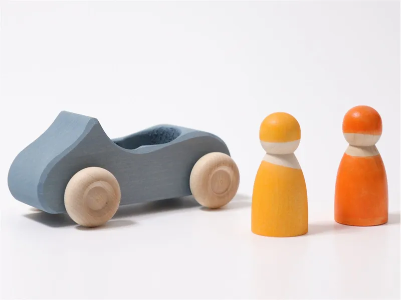 Grimms Grimms Großes Cabrio Spielzeugauto aus Lindenholz, blau lasiert Maße 13 x 9 x 7 cm, Gelb, orange, blau, mehrfarbig, – Produktbild 2 von 2