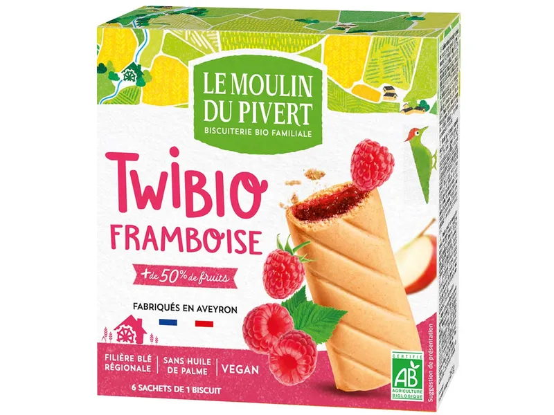 Le Moulin du Pivert Le Moulin du Pivert Mürbteigkekse Twibio mit Himbeercreme – Produktbild 1 von 2