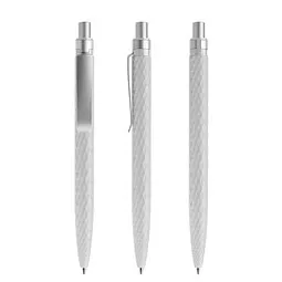 prodir prodir® Druckkugelschreiber QS01 PMS Push, blaue Mine, zementgrau/silber satiniert – Produktbild 1 von 1
