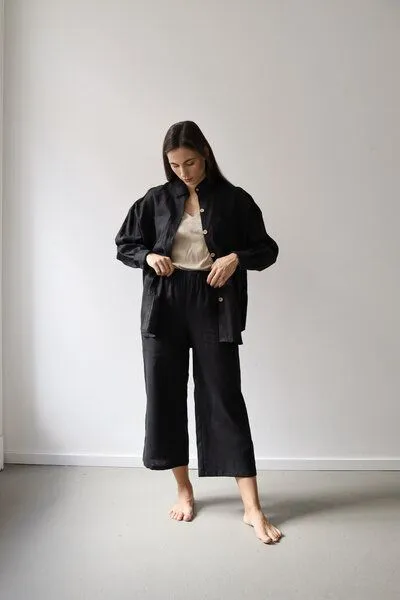 gust. gust. Damen Oversized Hemdbluse aus Leinen - Oversized linen shirt - 100% Bio-Leinen, Black (schwarz), – Produktbild 4 von 4