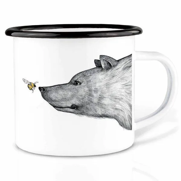 LIGARTI Emailletasse »Die Begegnung« von LIGARTI | 300 oder 500 ml | handveredelt in Deutschland | Cup, Kaffeetasse, Emaillebecher, Camping Becher – Produktbild 1 von 1