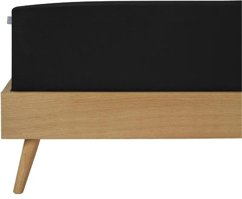 Schiesser Schiesser Spannbettlaken Elli aus weicher Baumwolle mit Elasthananteil für flexiblen Sitz, Jersey-Elasthan, Gummizug: rundum, (1 Stück), für hohe Matratzen und Boxspringbetten, OEKO-TEX® MADE IN GREEN, Schwarz, – Produktbild 2 von 5