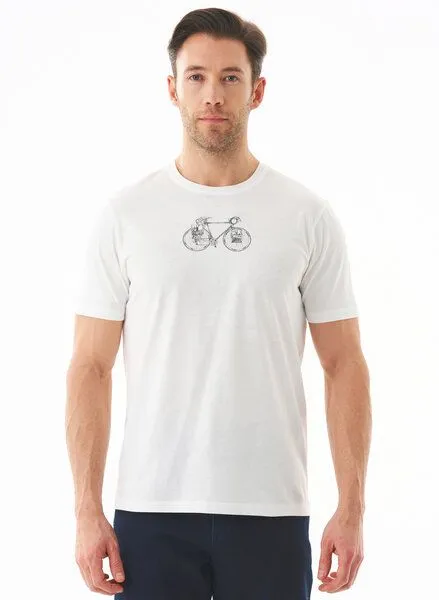 ORGANICATION ORGANICATION T-Shirt aus Bio-Baumwolle mit Fahrrad-Print, Weiß(off white), – Produktbild 1 von 4