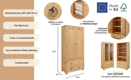 OTTO home Kleiderschrank Gotland, Wäscheschrank, Mehrzweckschrank mit Schubladen, Landhausstil (B/H/T ca: 80cmx178cmx40cm) massive Kiefer, FSC® zertifiziert, langlebige Qualität trifft Stil – Produktbild 1 von 1