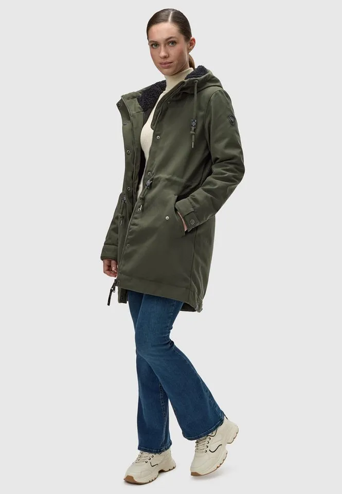 ragwear ragwear Kurzmantel Canny Canvas Wasserdichter Damen Wintermantel mit Kapuze, Grün, – Produktbild 4 von 4