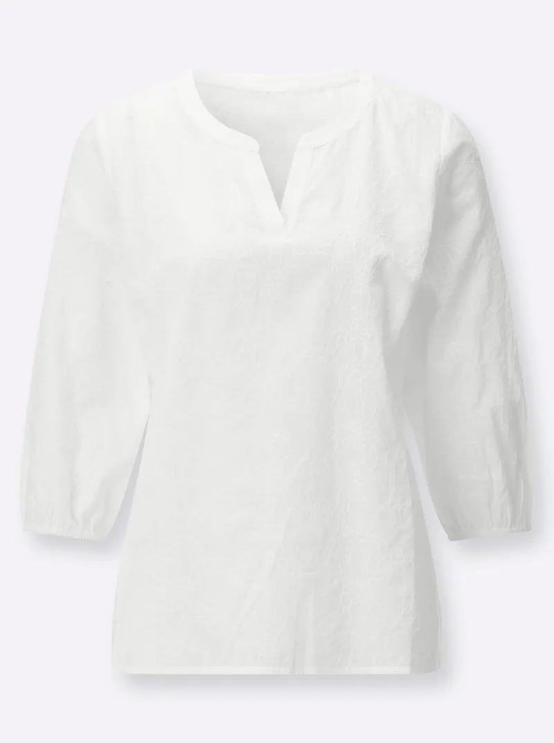impressionen Baumwollbluse weiß, Weiß, – Produktbild 1 von 2