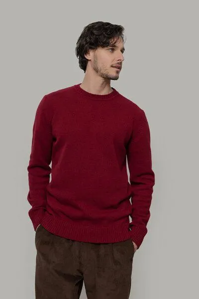 Rifò - Circular Fashion Made in Italy Rifò - Circular Fashion Made in Italy Recycelte Kaschmirwolle Pullover - Romeo, Rosso vinaccia (rot), – Produktbild 1 von 4