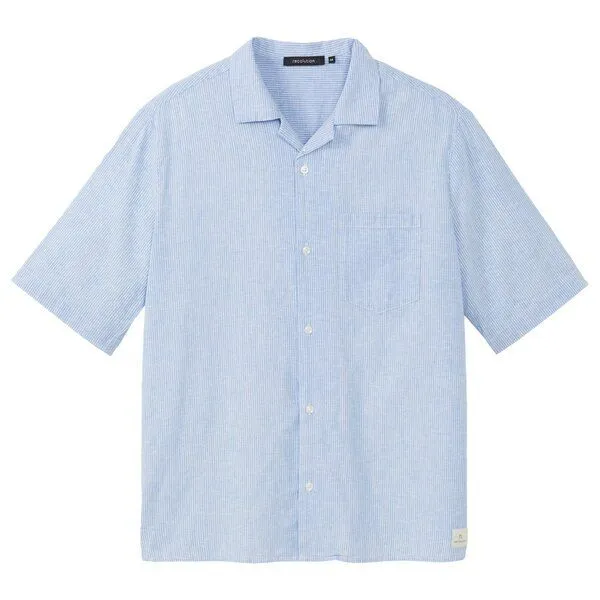 recolution recolution Kurzarm-Hemd CASHEW STRIPES, Blue, – Produktbild 1 von 4