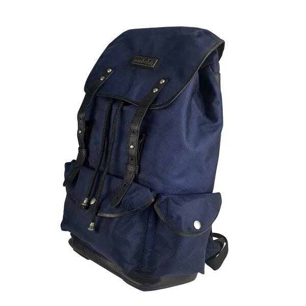 manbefair manbefair Rucksack Vienna aus recyceltem Nylon Gewebe und Rinds-Leder, Blau, – Produktbild 4 von 4