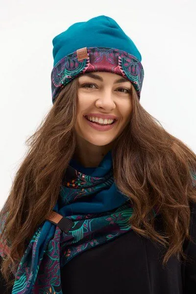 KOKOworld Mütze Twins – Klassische Beanie – Beidseitig – Warm – Fair produziert in EU – KOKOworld, Petrol amanay (mehrfarbig), – Produktbild 1 von 4