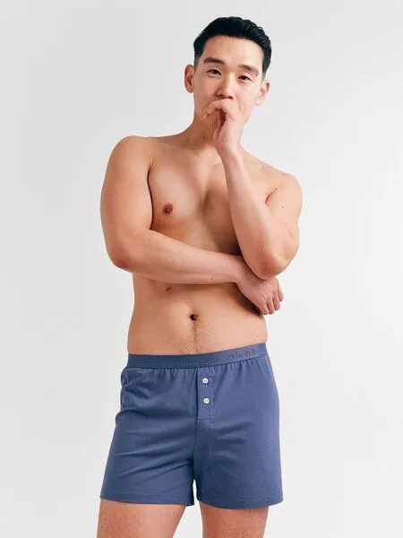 erlich textil erlich textil Casual Cotton Boxers, weite Boxershorts aus Bio-Baumwolle, made in Europe, Graublau, – Produktbild 4 von 5