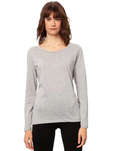 FellHerz FellHerz Damen Longsleeve, Hellgrau, – Produktbild 2 von 4