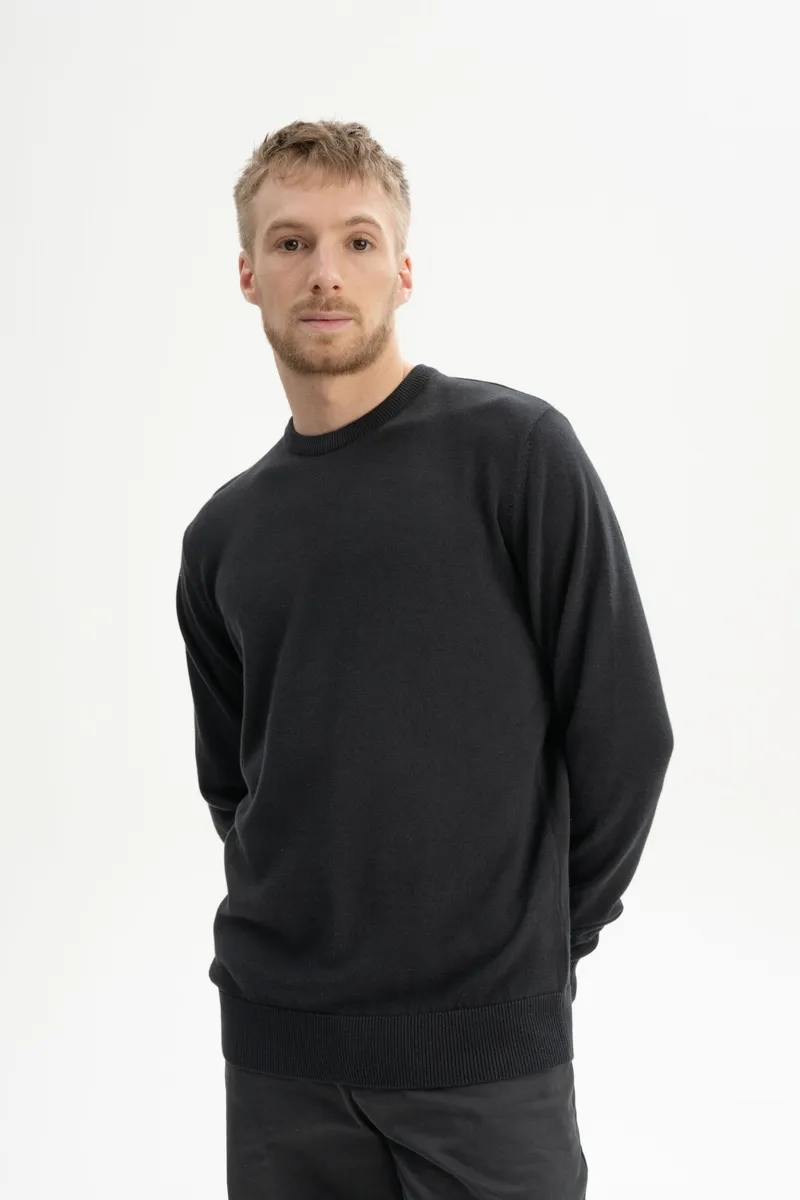 MELA MELA Herren vegan Feinstrick Pullover Himal Schwarz, Schwarz, – Produktbild 2 von 2