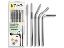 Halmbrüder Edelstahl-Trinkhalme Turtleneck, silber, 4er-Set inkl. Reinigungsbürste, Länge 22 cm – Produktbild 1 von 1