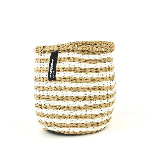 Mifuko Mifuko KIONDO Körbe XS - Sisal/Papier Aufbewahrungs- & Pflanzkorb, Stripes (braun), – Produktbild 2 von 3