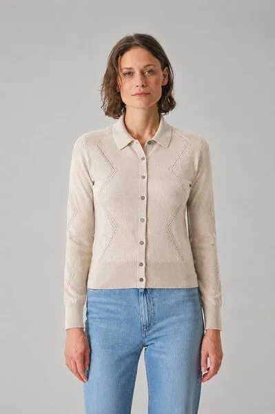 HempAge HempAge Melierte 3/4 Arm-Jacke Hanf/Biobaumwolle, Distel (beige), – Produktbild 2 von 4