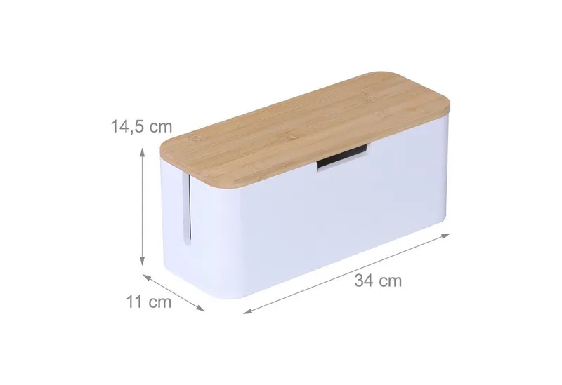 RELAXDAYS RELAXDAYS Kabelbox aus Bambus, (7-tlg), Braun|weiß, – Produktbild 4 von 6