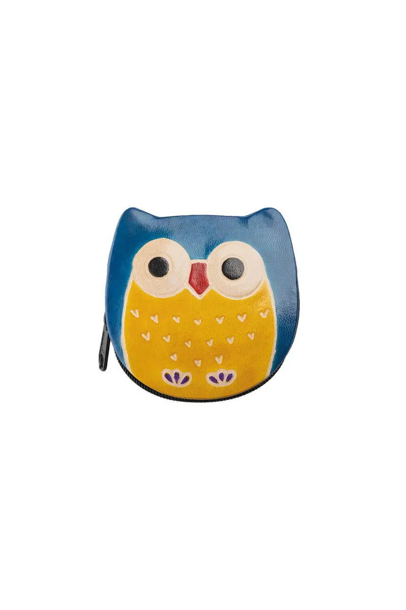 Tranquillo Handgeprägte Geldbörse OWLLIT Blau – Leder - blau – Produktbild 1 von 2