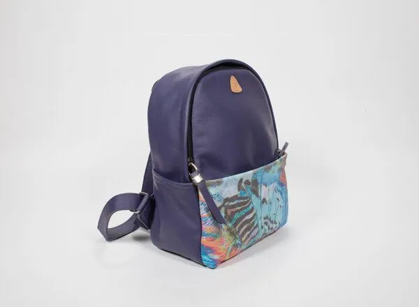 Ritagli di G Ritagli di G Damen Leder Rucksack ALINA - 100% Made in Italy, Lila, – Produktbild 2 von 2