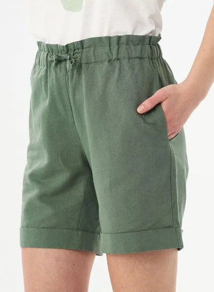 ORGANICATION ORGANICATION Paperbag-Shorts aus Leinengemisch, Fern green, – Produktbild 4 von 4